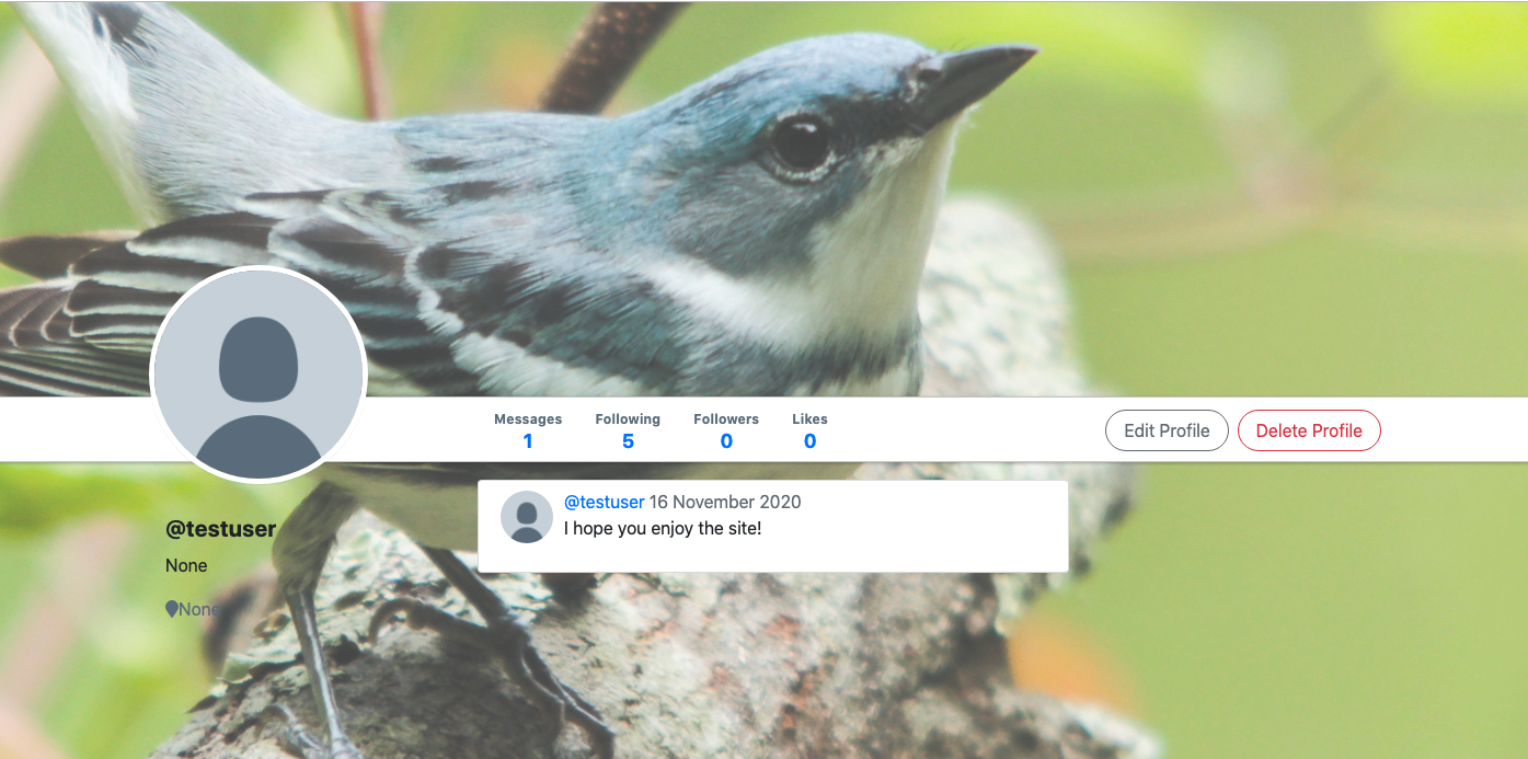 Warbler Screenshot - built with a Python and flask backend